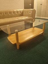 Ercol Rectangular Glass Top Coffee Table With Elm Base