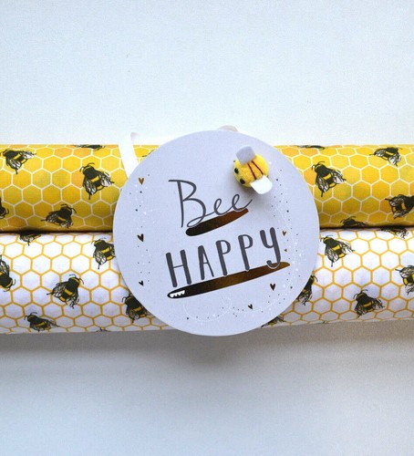 Honeycomb bees design fabric - bees,