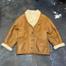 Vintage 80s Shearling Real Sheepskin Jacket Camel