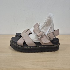 Dr Martens Voss Mono Taupe Beige Leather Strap Chunky Platform Sandals Uk 5