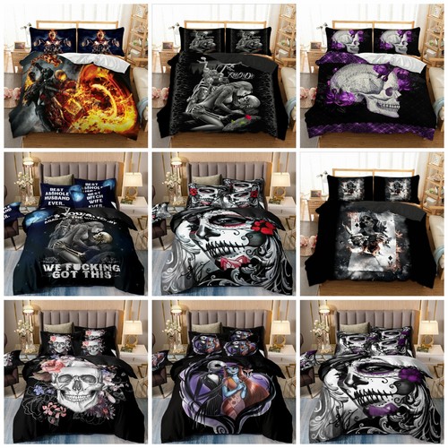 Gothic skull duvet quilt cover - gothic,