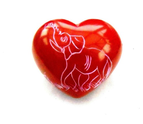 Bright red soapstone heart - soapstone,