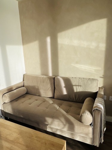 Beige three seater sofa - seater, good