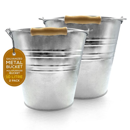 Galvanised bucket 10l - galvanised, metal