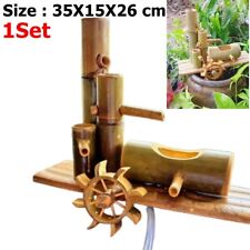 Handmade Bamboo Water Wheel Turbine Garden Fountain No Motor Pump Gift+Tracking