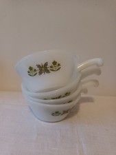 Vintage Anchor Hocking Fire King Soup Bowls with handles Meadow Green X 4 