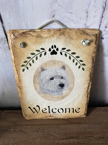 Hand painted slate welcome - slate,