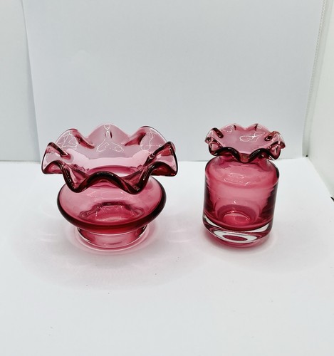 Pair vintage cranberry - of,