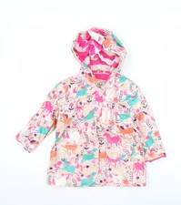 Hatley Girls Pink Horse Print Hooded Rain Coat Jacket 3 Years Waterproof