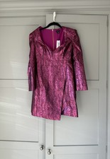 Karen Millen Metallic Pink Jaquard Mini Dress. Size 10, RRP £189