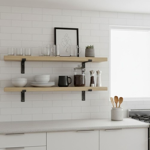 Wooden floating scaffold shelf - wooden,