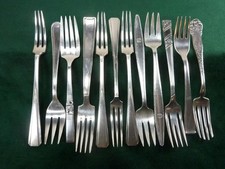 12 Vintage EPNS Silver plated Dessert Side forks mixed patterns mixed makers #6