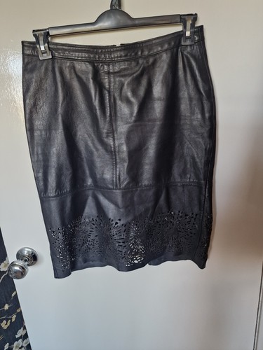 Black leather pencil skirt - leather,