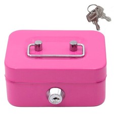 Small Steel Money Box Portable Lockable Safe with Key for Petty Cash Valuables