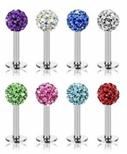Labret Bars Ferido Crystal Shamballa Monroe Lip Stud Tragus Piercing Jewellery 