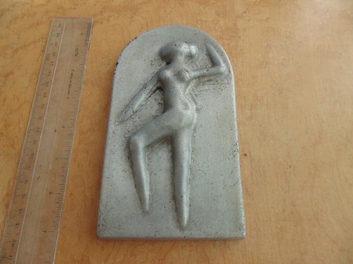 Art deco cast metal plaque - deco,