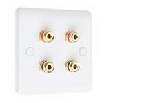 Speaker Wall Plate Slimline 4 Gold Binding Posts AV Audio Non-solder