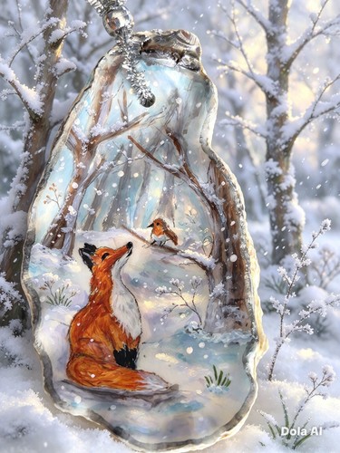 Hand painted resined fox - resined,