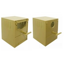 PLASTIC FINCH NEST BOX WITH HOOKS Front & Back For Cage Finches In Options