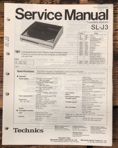 Technics panasonic sl - panasonic, sl-j3