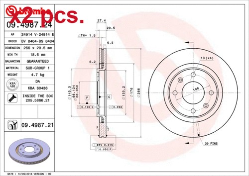 Pcs front brake - front,