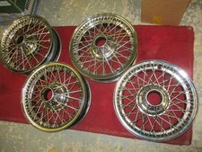 Jaguar XK 150 set of 4 , 16 inch 60 spoke chrome wire wheels , stainless spokes