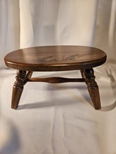 Dowel Spun Legs Solid Wood Footstool Farmhouse Vintage Rustic