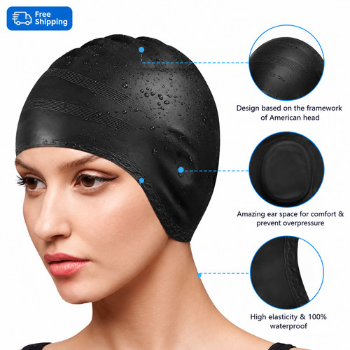 Silicone swimming cap with ear - silicone,