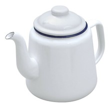Falcon WHITE Enamel Tea Pot With Handle & Lid Teapot Genuine Falcon Enamel Ware