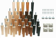 4x Wooden Round Furniture Tapered Legs Feet For Sofa Table Chair 5'' to 18'' M8