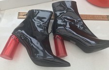 Jeffrey Campbell Patent Leather Boots With Perspex Red Heel UK size 7/40