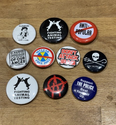Assorted protest pin badges - protest,