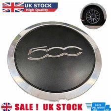 For Fiat 500 Alloy Wheel Cover Centre Cap Black And Chrome Silver 133mm 51884863