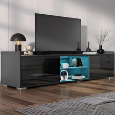 140cm High Gloss TV Unit Stand with RGB LED Lights Living Room 2 Door TV Cabinet
