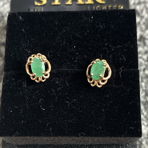 Real emerald earrings 14k - emerald,