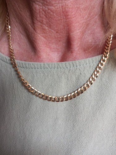 9ct heavy gold - chain, flat