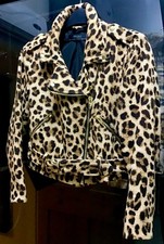 Zara Leopard Print Biker Jacket Size medium (approx UK 10)