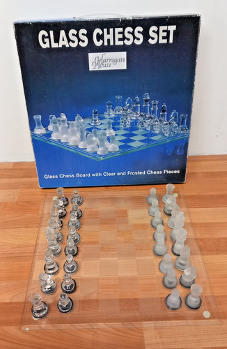 Glass chess set clear - glass,