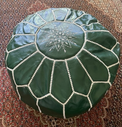 Moroccan leather pouffe cover - leather,