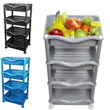 4 TIER VEGETABLE FRUIT STORAGE BASKET RACK KITCHEN UTILITY STACKING STACKABLE