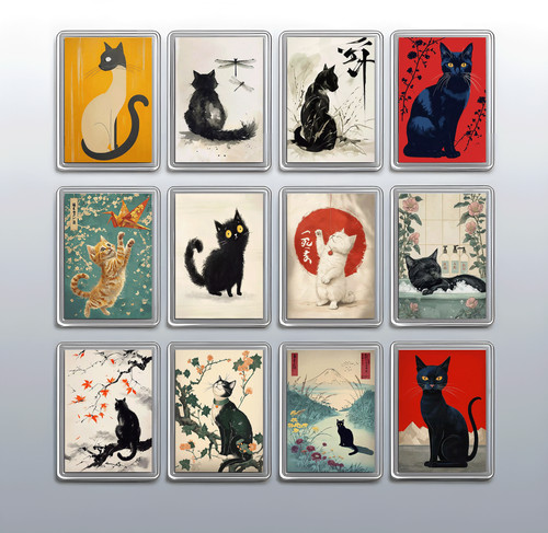 Vintage cat fridge - magnet, –