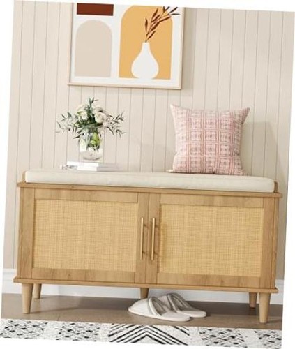 Rattan shoe storage bench - storage,