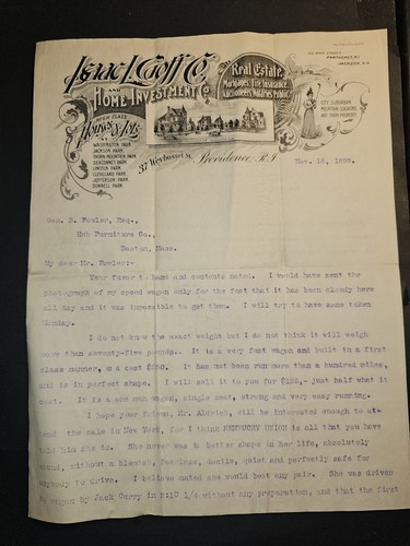 1899 harness racing letter - harness,