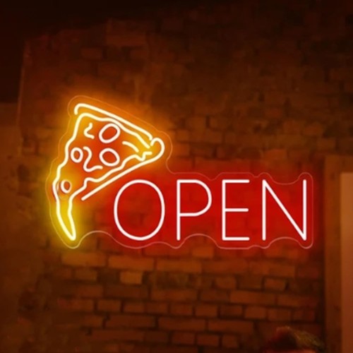 Neon pizza sign - pizza,