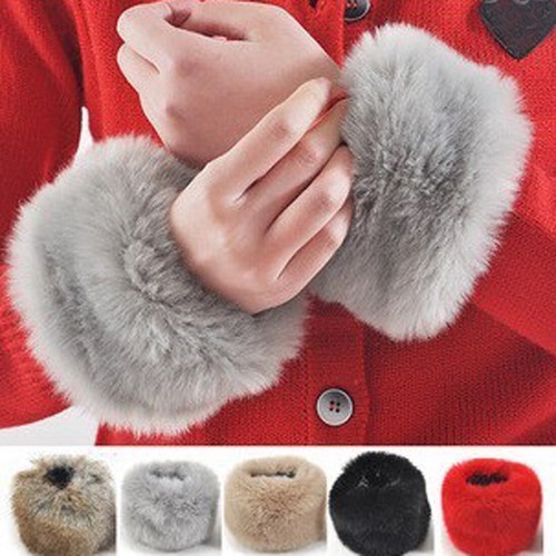 1pair faux fox fur - faux, cuffs