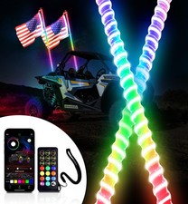 2/3/4/5/6FT COB LED Whip Lights RGB Chasing Spiral Antenna for Can-Am ATV UTV