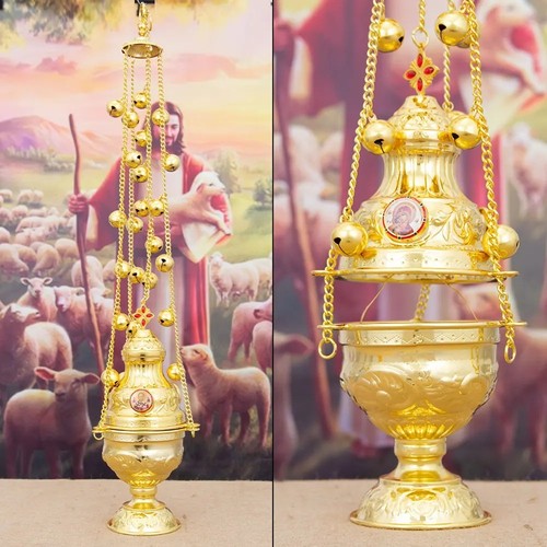 Gold plated orthodox censer - plated,