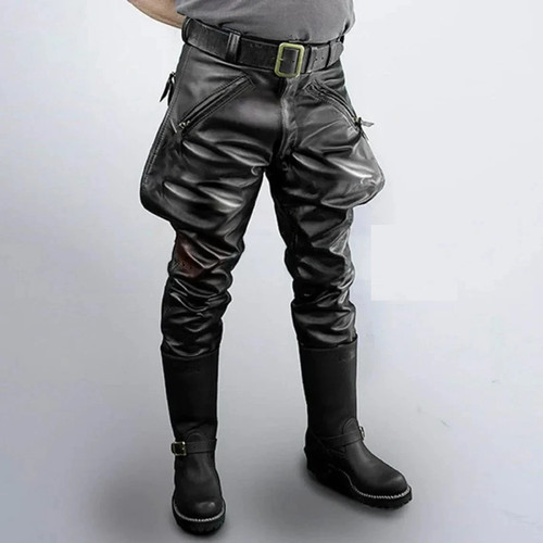 Mens black leather breeches - mens,
