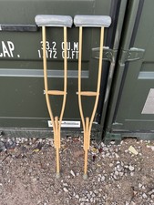 Vintage Rare Pair Crutches Wooden Extendable Display Props Unisex Retro Medical