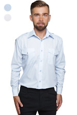 Mens Pilot Shirt Long Sleeve Security Guard Doorman Military Uniform Workwear